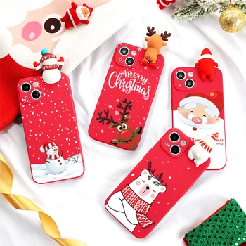 3D Рождественская кукла Олень Для Xiaomi Redmi Note 9 9S 8 8T 7 6 5 Mi 12 Pro 11 Note 10 8 9 SE A3 A2 Lite 5G NE 9A 9C Чехлы с NFC