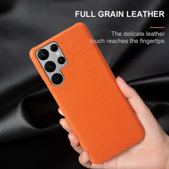 Для Samsung S21 Ultra Case Чехлы из натуральной кожи Личи Grain для Galaxy S21 S20 S22 Plus Чехол для телефона Coque Business Back capa