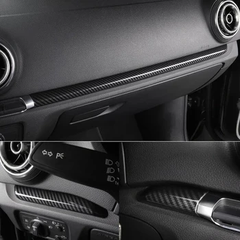 Цвет Углеродного Волокна Центральная Консоль Автомобиля Отделка Приборной Панели Полосы 3шт Для Audi A3 8V 2014-18 LHD ABS Модифицированные Аксессуары Для Интерьера