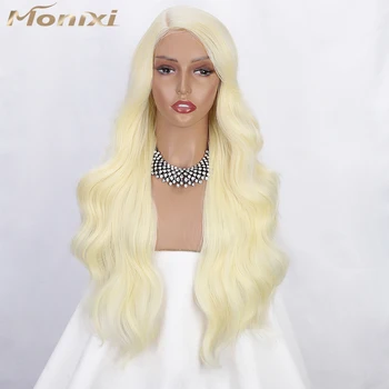 Синтетический длинный волнистый парик MONIXI, светлые парики Омбре для женщин, используемые ежедневно и для косплея, парик из термостойкого волокна
