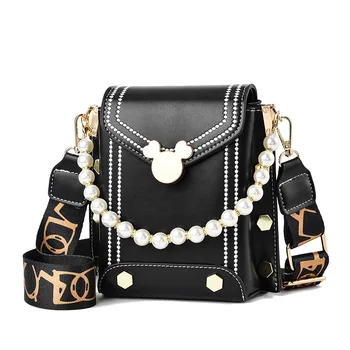 Сумка-мессенджер из искусственной кожи с Микки Маусом Disney, женская сумка, мультяшный роскошный дизайн и модная сумка для мобильного телефона