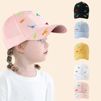 Детские бейсболки, новые летние однотонные солнцезащитные кепки с мультяшной вышивкой динозавра для мальчиков и девочек, кепки-снэпбэк, детские шляпы для рыбалки в стиле хип-хоп