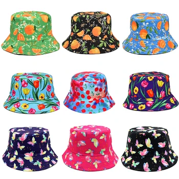 Женская шляпа 2022 года, весенне-летняя корейская версия, милые солнцезащитные кепки, повседневные универсальные трендовые шляпы-ведерки с клубникой и бабочкой для мужчин