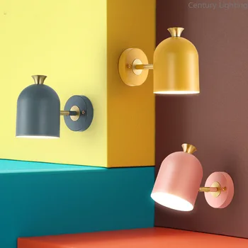 Настенный светильник Macaron Color LED в Скандинавском стиле для гостиной, столовой, спальни, Прикроватной тумбочки, настенного светильника, современного минималистичного настенного светильника из Кованого железа