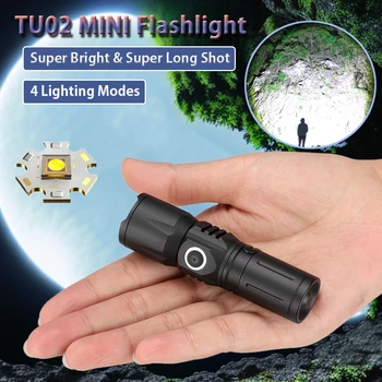 Мини Портативный светодиодный фонарик TU02 4 режима Карманный фонарик USB Перезаряжаемый супер яркий и дальнобойный фонарь для кемпинга на открытом воздухе