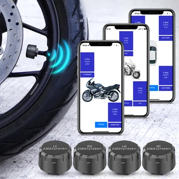 Система контроля давления в шинах TPMS мотоцикла Bluetooth-Совместимые датчики давления в шинах Беспроводные Android/ IOS автомобильные TMPS для мото