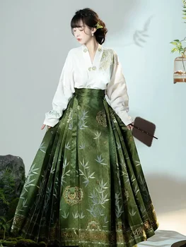 Оригинальная женская юбка Hanfu, традиционное платье в китайском стиле, косплей-костюм, Ткачество династии Мамяньцунь Мин, юбка с золотой лошадиной мордой