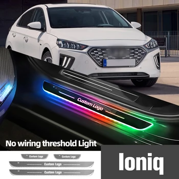 Для Hyundai Ioniq 2016-2023 2019 2020 2021 2022 Подсветка Порога Автомобиля С Индивидуальным Логотипом LED Welcome Порог Педаль Лампы Аксессуары
