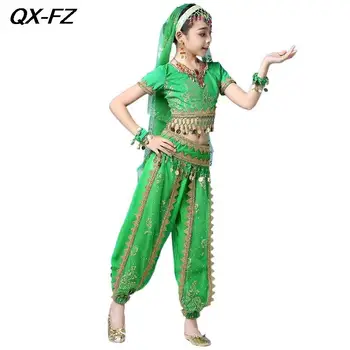 2024 Детский набор для танца живота, восточные индийские танцевальные костюмы для Болливуда, Египетский костюм для танца живота, арабский набор для косплея на Хэллоуин