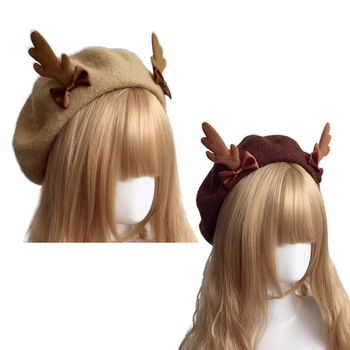2024 Новая Рождественская шапка художника из оленьего рога, милая кепка, Дышащая шапка для девочки, Леди, женщина