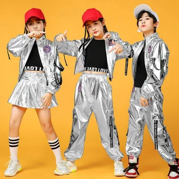 Горячая распродажа 2023 года, Детские Костюмы астронавтов в стиле хип-хоп, комплект одежды для мальчиков с барабанами, Костюмы для джазовых танцев серебристого цвета для девочек, рейв-одежда