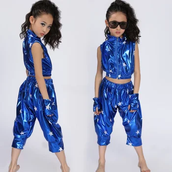 2020 Комплект одежды для джазовых танцев для мальчиков и девочек, комплект одежды для сценических танцев, детские Короткие штаны для выступлений в стиле хип-хоп, костюмы для джазовых танцев