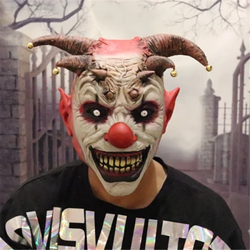 Хэллоуин страшный клоун Маска косплей полное лицо латексная маска с Джокером маски для вечеринок на Хэллоуин 