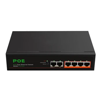 Коммутатор POE с 6 портами, 4-Poe + 2 восходящих канала, сеть Fast Ethernet 100 Мбит/с, концентратор домашней сети, адаптер серии Power Connect