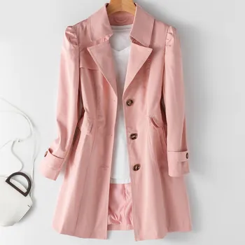 Новое женское Корейское однобортное женское пальто средней длины, верхняя одежда, куртка, Плюс размер 5XL, Плащ, Весенне-осенний тренч, пальто