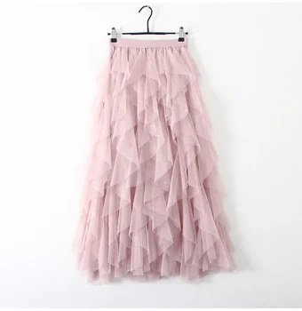 Фатиновая юбка-полукомбинезон Женская мода 2022, Милая розовая плиссированная короткая юбка с высокой талией, Сетчатая женская эстетическая плиссированная юбка Faldas