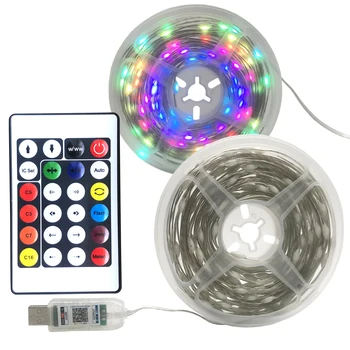 USB LED App Smart RGBIC Fairy String Lights Strip WS2812B 5V Водонепроницаемый С 24 Клавишами Дистанционного Управления Музыкой Bluetooth 5М 10М 15М