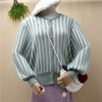бренди Мелвилл женский для женщин шерсть ангорского кролика вязаная с длинными рукавами-фонариками свободные кардиганы для женщин куртка из меха норки зимнее пальто свитер