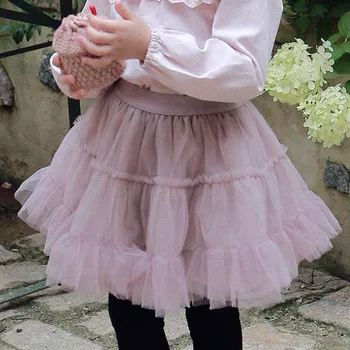 Осенняя Новинка 2023 года, Корейская детская юбка из 2 цветов Пушистой Мягкой Пряжи Strawberry Shan для девочек