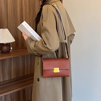 Модная универсальная женская сумка в стиле ретро с перекосом через одно плечо, маленькая квадратная сумка, Новый тренд, простые сумки для хранения вещей для отдыха, поездок на работу