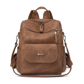 Рюкзак из искусственной кожи в стиле ретро XZAN, рюкзак для путешествий большой емкости, модный школьный рюкзак для ноутбука, простая модная противоугонная сумка через плечо