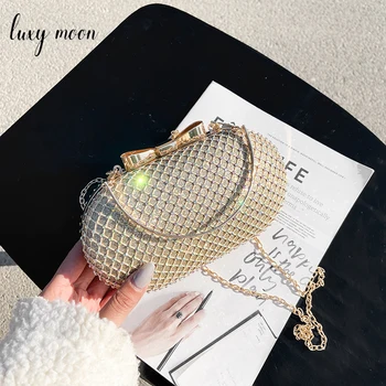 Роскошная дизайнерская сумка Diamond, маленькие металлические сумки для рук, женская сумка-клатч со стразами, золотая сумка на цепочке через плечо Z107