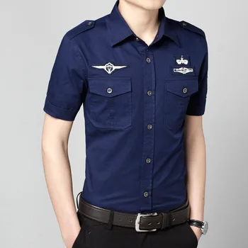 Летние Модные мужские рубашки, хлопковая повседневная рубашка с коротким рукавом, мужская футболка, военные футболки Camisa Masculina, Размер S-6XL