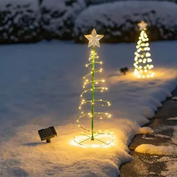 Солнечная подставка для Рождественской елки в саду на открытом воздухе, Гирлянда для садовых светодиодных наземных ламп, Сатерпрооф IP65 Звездный фонарь, Декоративный свет