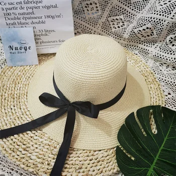 летняя пляжная шляпа женская 2021 с большими полями, лента с бантом, солнцезащитные шляпы с круглым верхом, пляжная защита, панама, сомбреро de mujer gorra