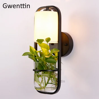 Современный Стеклянный настенный светильник в горшке для растений 