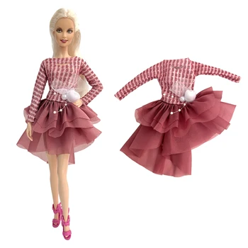 NK 1 шт 30 см Принцесса Благородный Предок Красное платье с длинным рукавом нестандартной формы Модная праздничная одежда для куклы Барби Аксессуары Подарочная игрушка