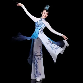 Традиционное Китайское Винтажное Женское платье Ципао с цветочным принтом Hanfu, уличная одежда для древних народных танцев, платье для выступлений на сцене