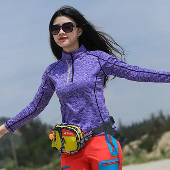 Мужская Женская быстросохнущая походная куртка, футболка с длинным рукавом и воротником-стойкой, легкая флисовая рубашка для велоспорта, бега, скалолазания, треккинга