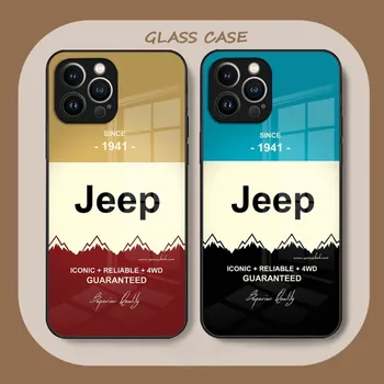 Модный Спортивный Автомобиль Jeep Logo Чехол Для Телефона Из Закаленного Стекла Для iPhone 12 14 13 11 Pro XS Max Plus Mini X XR 8 7 6s SE2020 Coque
