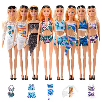 Разноцветные модные кукольные купальники, бикини 30 см, куклы, летние пляжные купальники для купания, одежда, аксессуары, лучшее для девочек (только одежда)