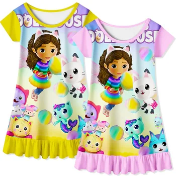 Детская пижама, модное платье принцессы из кукольного домика Габби для девочек, Летняя одежда без рукавов, одежда для отдыха для малышей, праздничные платья на день рождения
