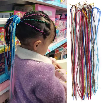Детское представление, заплетенное в конский хвост, красочная веревка для наращивания волос