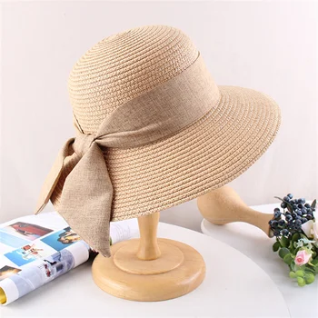Летняя панама для женщин, пляжная шляпа от солнца, шляпа с широкими полями, летняя кепка с защитой от ультрафиолета для женщин.