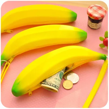 Новинка, Забавные силиконовые портативные кошельки для монет в виде желтого банана, Многофункциональный пенал, сумка-портмоне, кошелек, сумка для ключей.
