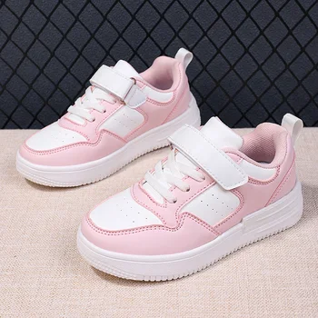 Горячая распродажа Подростковой обуви для мальчика, Кожаная Бело-Розовая Прогулочная обувь для девочек, Удобная Обувь для малышей, Модная повседневная обувь для мальчиков