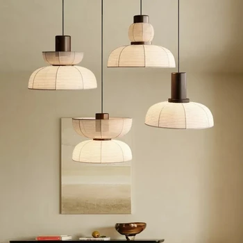 Подвесной светильник из тканевой бумаги в стиле ретро для гостиной, столовой, креативные подвесные светильники, потолочные подвесные светильники быстрая доставка