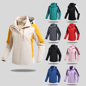 Уличная мода, походные куртки, три в одном, из двух частей, теплая и бархатная спортивная одежда, лыжные блузки для альпинизма, женские и мужские
