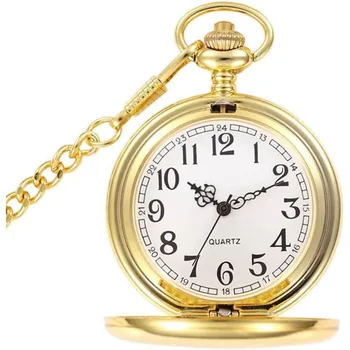 Кварцевые Карманные Часы Ожерелье Кулон Часы Брелок Цепочка Антикварные Часы Модный предмет Классические Гладкие Старинные Карманные Часы