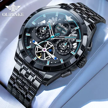 OUPINKE 3235 Спортивные автоматические механические часы для мужчин, Брендовые Мужские часы со швейцарским сертификатом, мужские ручные часы со скелетным циферблатом 2023