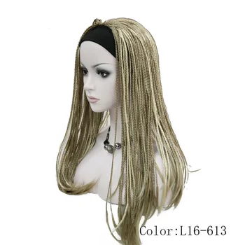 6 Цветных длинных прямых косичек ручной работы, наполовину заполненный парик, повязка на голову, женский парик