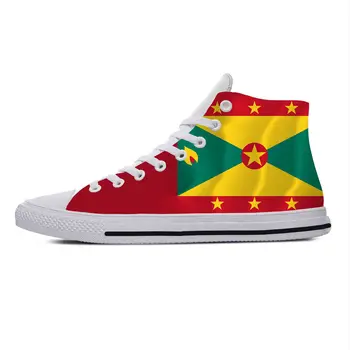 Гренада Флаг Гренады, Патриотическая гордость, Крутая забавная повседневная матерчатая обувь С высоким берцем, Удобные дышащие мужские и женские кроссовки с 3D-принтом.