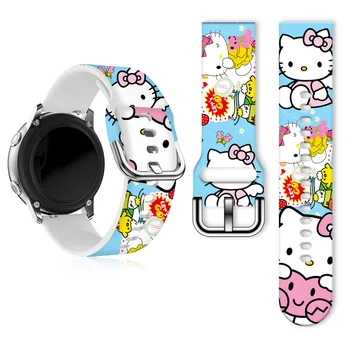 Sanrio Hello Kitty 20мм 22мм Силиконовый Ремешок Для Samsung Galaxy Watch4 44мм/40мм 5 Pro Active2 Gear S3 Браслет Huawei Ремешок Для часов