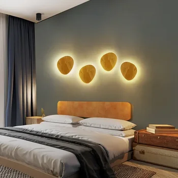 Новый скандинавский деревянный настенный светильник, современный и простой светодиодный подвесной светильник для помещений, креативное украшение фоновой стены в гостиной, коридоре.
