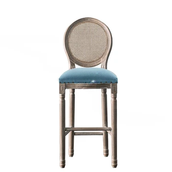 Антикварные барные стулья, домашняя барная мебель, американские барные стулья из массива дерева, Европейский высокий стул со спинкой в стиле ретро, стул для дачи для кухни