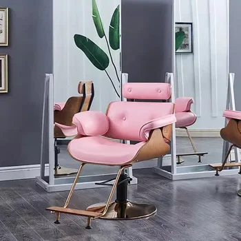 Роскошное кресло для парикмахерской с золотой ножкой в стиле ретро, Винтажное кресло для салона красоты, Портативное Поворотное кресло Silla De Barbero, Коммерческая мебель